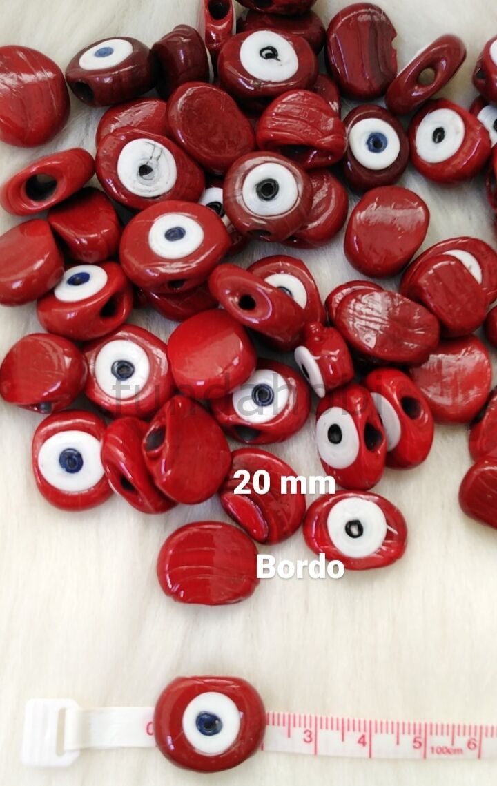 20 mm Bordo Danagözü Cam Nazar Boncuğu