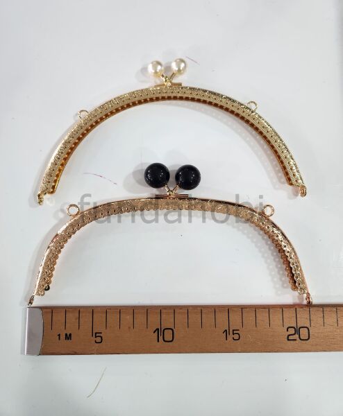 Boncuklu Metal Burs-Gold Oval 20 cm