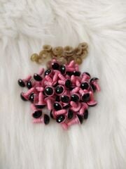 12 MM PEMBE AMİGURUMİ KİLİTLİ GÖZ