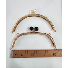 Boncuklu Metal Burs-Gold Oval 20 cm